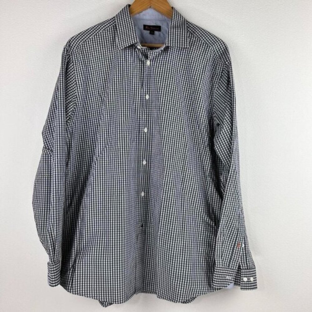 Ben Sherman Men’s Modernist Black and White Casual Button Down Shirt Size XL